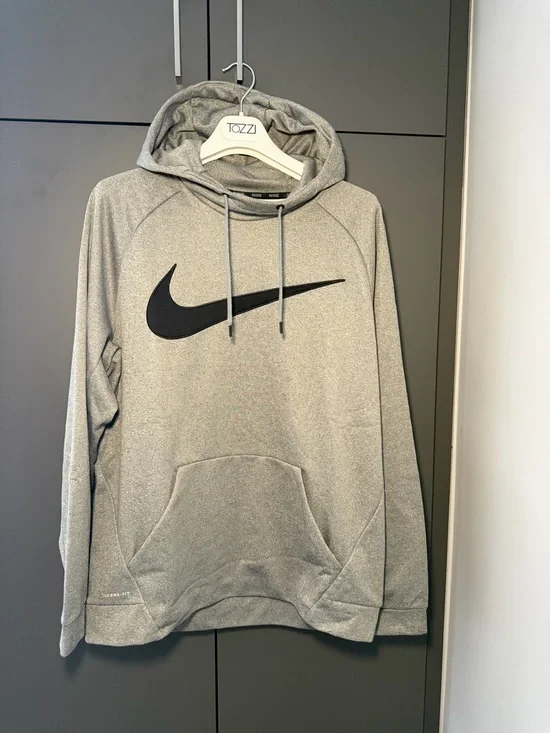 Nike Grey Pullover Hoodie with Black Swoosh - Picture 1 of 4